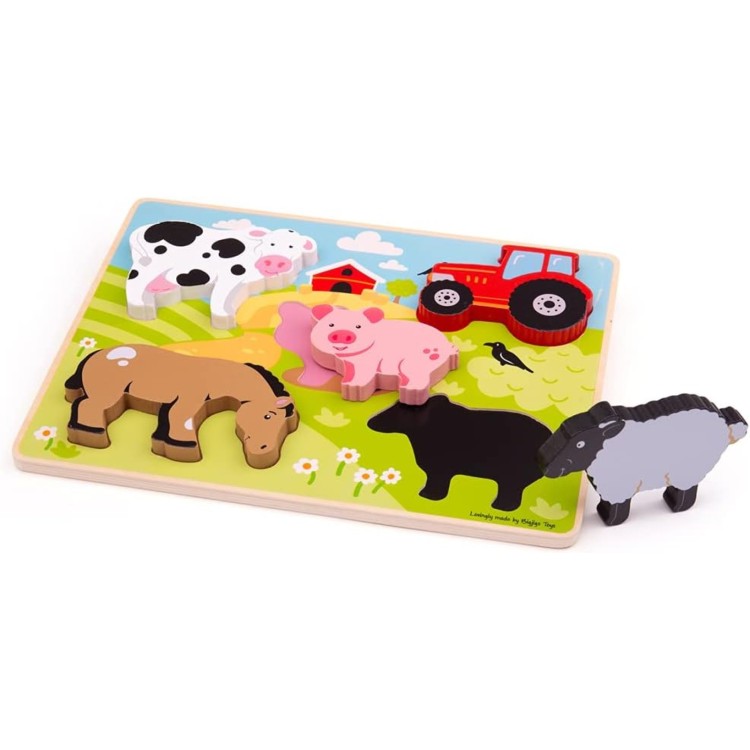 Chunky Lift Out Puzzle Farm By Bigjigs BJ326 FSC 100%