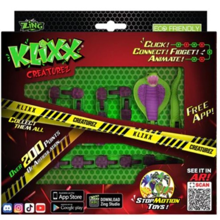 KLiXX Cobra, assorted six pack, green & purple Fidget Toy