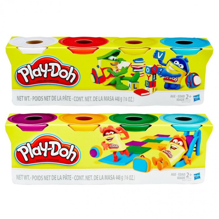 PLAY DOH CLASSIC COLOUR 4 PACK WHITE, RED, YELLOW AND BLUE