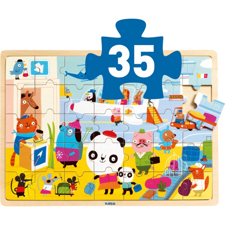 Puzzle Airport 35 pcs Wooden Tray Puzzle by Djeco