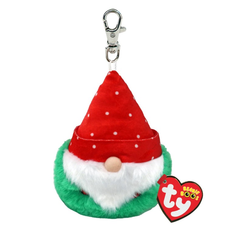 Ty Topsy Gnome Red Hat Christmas Puffie Keyring